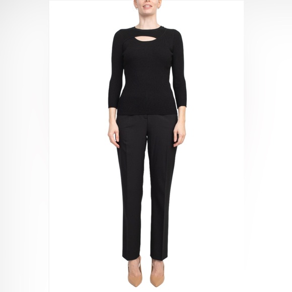 Carmen Marc Valvo black cutout rib knit sL - Picture 8 of 8